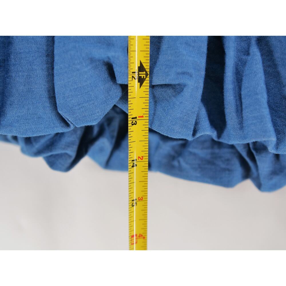 Hollister Women's XL Blue Bubble Hem Chambray Skirt Gathered Elastic Waist Mini - Picture 3 of 8
